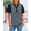 imageBTFBM 2025 Womens Summer Puff Short Sleeve Tops V Neck Casual Button Up Striped Tee Shirts Loose Color Block BlouseNavy