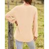 imageBTFBM Women Long Sleeve Shirts Fall Fashion 2025 V Neck Loose Casual Blouse Deco Button Lightweight Waffle Knit PulloverApricot
