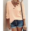 imageBTFBM Women Long Sleeve Shirts Fall Fashion 2025 V Neck Loose Casual Blouse Deco Button Lightweight Waffle Knit PulloverApricot