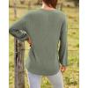 imageBTFBM Women Long Sleeve Shirts Fall Fashion 2025 V Neck Loose Casual Blouse Deco Button Lightweight Waffle Knit PulloverArmy Green
