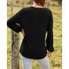 imageBTFBM Women Long Sleeve Shirts Fall Fashion 2025 V Neck Loose Casual Blouse Deco Button Lightweight Waffle Knit PulloverBlack
