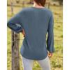 imageBTFBM Women Long Sleeve Shirts Fall Fashion 2025 V Neck Loose Casual Blouse Deco Button Lightweight Waffle Knit PulloverBlue
