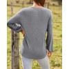 imageBTFBM Women Long Sleeve Shirts Fall Fashion 2025 V Neck Loose Casual Blouse Deco Button Lightweight Waffle Knit PulloverLight Grey
