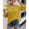 imageBTFBM Women Long Sleeve Shirts Fall Fashion 2025 V Neck Loose Casual Blouse Deco Button Lightweight Waffle Knit PulloverMustard Yellow