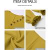 imageBTFBM Women Long Sleeve Shirts Fall Fashion 2025 V Neck Loose Casual Blouse Deco Button Lightweight Waffle Knit PulloverMustard Yellow