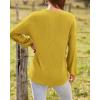 imageBTFBM Women Long Sleeve Shirts Fall Fashion 2025 V Neck Loose Casual Blouse Deco Button Lightweight Waffle Knit PulloverMustard Yellow