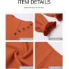 imageBTFBM Women Long Sleeve Shirts Fall Fashion 2025 V Neck Loose Casual Blouse Deco Button Lightweight Waffle Knit PulloverOrange