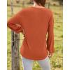 imageBTFBM Women Long Sleeve Shirts Fall Fashion 2025 V Neck Loose Casual Blouse Deco Button Lightweight Waffle Knit PulloverOrange