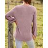 imageBTFBM Women Long Sleeve Shirts Fall Fashion 2025 V Neck Loose Casual Blouse Deco Button Lightweight Waffle Knit PulloverPink