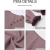 imageBTFBM Women Long Sleeve Shirts Fall Fashion 2025 V Neck Loose Casual Blouse Deco Button Lightweight Waffle Knit PulloverPurple