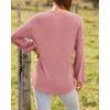 imageBTFBM Women Long Sleeve Shirts Fall Fashion 2025 V Neck Loose Casual Blouse Deco Button Lightweight Waffle Knit PulloverRose Pink