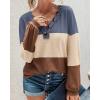 imageBTFBM Women Long Sleeve Shirts Fall Fashion 2025 V Neck Loose Casual Blouse Deco Button Lightweight Waffle Knit PulloverStripe Blue