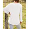imageBTFBM Women Long Sleeve Shirts Fall Fashion 2025 V Neck Loose Casual Blouse Deco Button Lightweight Waffle Knit PulloverWhite