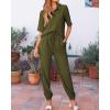 imageBTFBM Womens 2025 Summer 2 Piece Outfits Tracksuit Short Sleeve Cropped Button Down Shirt Long Pant Lounge Matching SetArmy Green