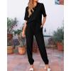 imageBTFBM Womens 2025 Summer 2 Piece Outfits Tracksuit Short Sleeve Cropped Button Down Shirt Long Pant Lounge Matching SetBlack