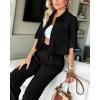 imageBTFBM Womens 2025 Summer 2 Piece Outfits Tracksuit Short Sleeve Cropped Button Down Shirt Long Pant Lounge Matching SetBlack