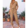 imageBTFBM Womens 2025 Summer 2 Piece Outfits Tracksuit Short Sleeve Cropped Button Down Shirt Long Pant Lounge Matching SetKhaki
