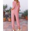 imageBTFBM Womens 2025 Summer 2 Piece Outfits Tracksuit Short Sleeve Cropped Button Down Shirt Long Pant Lounge Matching SetPink
