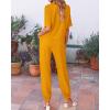 imageBTFBM Womens 2025 Summer 2 Piece Outfits Tracksuit Short Sleeve Cropped Button Down Shirt Long Pant Lounge Matching SetTurmeric