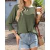 imageBTFBM Womens Casual 34 Sleeve Tops Dressy 2025 Summer Fall T Shirts Crewneck Loose Tunic Vacation BlousesSolid Army Green