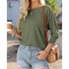 imageBTFBM Womens Casual 34 Sleeve Tops Dressy 2025 Summer Fall T Shirts Crewneck Loose Tunic Vacation BlousesSolid Army Green