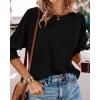 imageBTFBM Womens Casual 34 Sleeve Tops Dressy 2025 Summer Fall T Shirts Crewneck Loose Tunic Vacation BlousesSolid Black