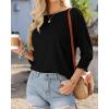 imageBTFBM Womens Casual 34 Sleeve Tops Dressy 2025 Summer Fall T Shirts Crewneck Loose Tunic Vacation BlousesSolid Black