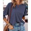 imageBTFBM Womens Casual 34 Sleeve Tops Dressy 2025 Summer Fall T Shirts Crewneck Loose Tunic Vacation BlousesSolid Blue Grey