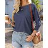 imageBTFBM Womens Casual 34 Sleeve Tops Dressy 2025 Summer Fall T Shirts Crewneck Loose Tunic Vacation BlousesSolid Blue Grey