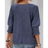 imageBTFBM Womens Casual 34 Sleeve Tops Dressy 2025 Summer Fall T Shirts Crewneck Loose Tunic Vacation BlousesSolid Blue Grey
