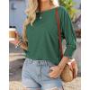 imageBTFBM Womens Casual 34 Sleeve Tops Dressy 2025 Summer Fall T Shirts Crewneck Loose Tunic Vacation BlousesSolid Dark Green