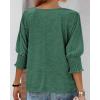 imageBTFBM Womens Casual 34 Sleeve Tops Dressy 2025 Summer Fall T Shirts Crewneck Loose Tunic Vacation BlousesSolid Dark Green