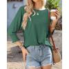 imageBTFBM Womens Casual 34 Sleeve Tops Dressy 2025 Summer Fall T Shirts Crewneck Loose Tunic Vacation BlousesSolid Dark Green