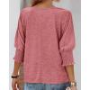 imageBTFBM Womens Casual 34 Sleeve Tops Dressy 2025 Summer Fall T Shirts Crewneck Loose Tunic Vacation BlousesSolid Dusty Pink