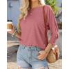 imageBTFBM Womens Casual 34 Sleeve Tops Dressy 2025 Summer Fall T Shirts Crewneck Loose Tunic Vacation BlousesSolid Dusty Pink