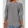 imageBTFBM Womens Casual 34 Sleeve Tops Dressy 2025 Summer Fall T Shirts Crewneck Loose Tunic Vacation BlousesSolid Grey