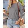 imageBTFBM Womens Casual 34 Sleeve Tops Dressy 2025 Summer Fall T Shirts Crewneck Loose Tunic Vacation BlousesSolid Grey