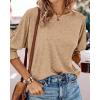 imageBTFBM Womens Casual 34 Sleeve Tops Dressy 2025 Summer Fall T Shirts Crewneck Loose Tunic Vacation BlousesSolid Khaki