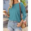 imageBTFBM Womens Casual 34 Sleeve Tops Dressy 2025 Summer Fall T Shirts Crewneck Loose Tunic Vacation BlousesSolid Lake Blue