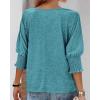 imageBTFBM Womens Casual 34 Sleeve Tops Dressy 2025 Summer Fall T Shirts Crewneck Loose Tunic Vacation BlousesSolid Lake Blue