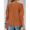 imageBTFBM Womens Casual 34 Sleeve Tops Dressy 2025 Summer Fall T Shirts Crewneck Loose Tunic Vacation BlousesSolid Light Brown