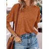 imageBTFBM Womens Casual 34 Sleeve Tops Dressy 2025 Summer Fall T Shirts Crewneck Loose Tunic Vacation BlousesSolid Light Brown