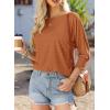 imageBTFBM Womens Casual 34 Sleeve Tops Dressy 2025 Summer Fall T Shirts Crewneck Loose Tunic Vacation BlousesSolid Light Brown