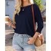 imageBTFBM Womens Casual 34 Sleeve Tops Dressy 2025 Summer Fall T Shirts Crewneck Loose Tunic Vacation BlousesSolid Navy