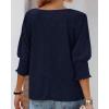 imageBTFBM Womens Casual 34 Sleeve Tops Dressy 2025 Summer Fall T Shirts Crewneck Loose Tunic Vacation BlousesSolid Navy