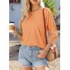imageBTFBM Womens Casual 34 Sleeve Tops Dressy 2025 Summer Fall T Shirts Crewneck Loose Tunic Vacation BlousesSolid Orange