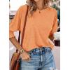 imageBTFBM Womens Casual 34 Sleeve Tops Dressy 2025 Summer Fall T Shirts Crewneck Loose Tunic Vacation BlousesSolid Orange