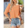 imageBTFBM Womens Casual 34 Sleeve Tops Dressy 2025 Summer Fall T Shirts Crewneck Loose Tunic Vacation BlousesSolid Orange