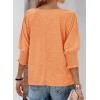 imageBTFBM Womens Casual 34 Sleeve Tops Dressy 2025 Summer Fall T Shirts Crewneck Loose Tunic Vacation BlousesSolid Orange
