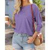 imageBTFBM Womens Casual 34 Sleeve Tops Dressy 2025 Summer Fall T Shirts Crewneck Loose Tunic Vacation BlousesSolid Purple